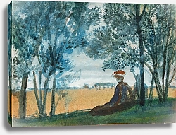 Постер Маке Август Sitzendes Paar in einer Landschaft