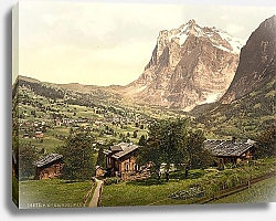 Постер Швейцария. Город Гриндельвальд, панорама