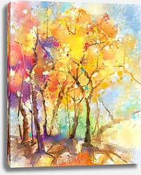 Постер Осенние деревья, акварель