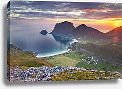Постер Вид на залив, Лофотенские острова, Норвегия