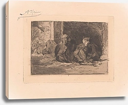 Постер Хайнс Арманд Groep apen in een verblijf