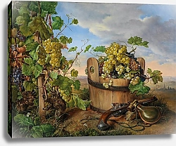 Постер Петтер Франс Stillleben mit Weintrauben und Pistole