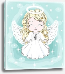 Постер Christmas baby angel with gift