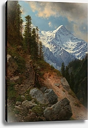 Постер Миллнер Карл Встреча альпинистов в французских Альпах с видом на Айгюий дю Гютер в Шамони-Монблан