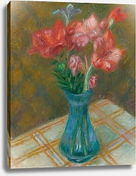Постер Глакенс Уильям Джеймс Гладиолусы в Вазе из Зеленого Стекла