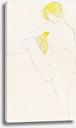 Постер Роден Огюст Femme nue assise tenant sa jambe droite écartée