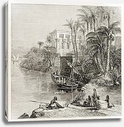 Постер Agilkia Nile island,  Egypt. Created by Bartlett, published on Magasin Pittoresque, Paris, 1850