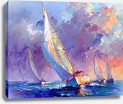 Постер Yacht regatta against a lilac sky