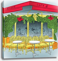 Постер Векторный эскиз парижского кафе