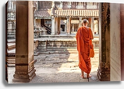 Постер Монах в храме Ангкор Ват, Камбоджа