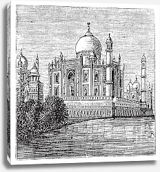 Постер Taj-Mahal, India. Old engraved illustration of the famous Taj-Mahal.