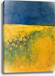 Постер Sunflowers under a dark blue sky