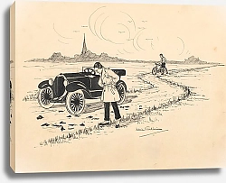 Постер Вюртхайм Адри Automobilist bekijkt brokstukken op een landweg