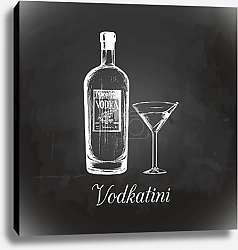 Постер Бутылка водки и водкатини