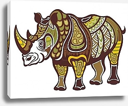 Постер Носорог с зеленым орнаментом