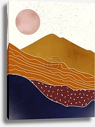 Постер Абстрактный пейзаж гор с солнцем 3