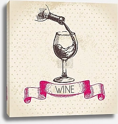 Постер Иллюстрация с бокалом вина
