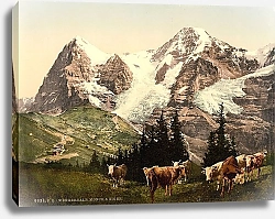 Постер Швейцария. Венгернальп, горы Монх и Эйгер