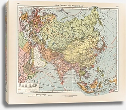 Постер Фридрих Эрнст Asien, Staaten- und Verkehrskarte