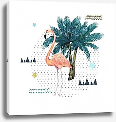 Постер Летний геометрический плакат с фламинго