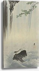 Постер Косон Охара Japanese wagtail at waterfall