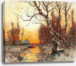 Постер Клевер Юлий Зимний пейзаж С Березой В Вечернем Свете