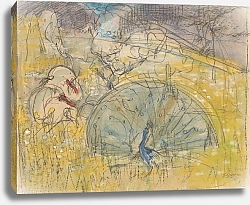 Постер Хойтема Тео Pronkende pauw en twee kalkoenen