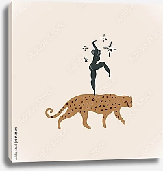 Постер Девушка и леопард