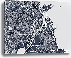 Постер План города Копенгаген, Дания, в синем цвете