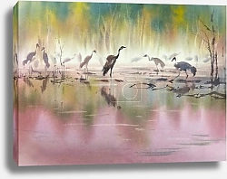 Постер Танец журавлей на рассвете