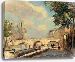 Постер Лебур Альбер Le pont Saint-Michel et Notre-Dame, vus du quai des Grands-Augustins