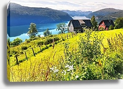 Постер Горная деревушка, Норвегия