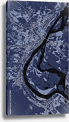 Постер План города Волгоград, Россия, в синем цвете
