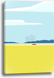 Постер Countryside road rural landscape scene with field