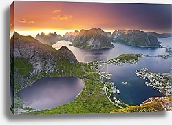 Постер Вид на Лофотенские острова, Норвегия