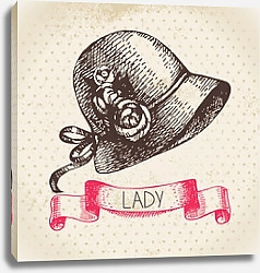 Постер Иллюстрация с женской шляпкой