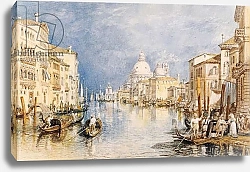 Постер Тернер Уильям (William Turner) The Grand Canal, Venice, with gondolas and figures in the foreground, c.1818