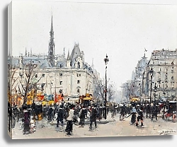 Постер Миро Хоакин Figures bustling before the Conciergerie, Paris