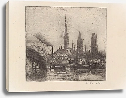 Постер Писсарро Камиль (Camille Pissarro) Cours la Reine ou Bords de la Seine, Rouen