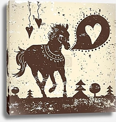 Постер Дикая лошадь с этническим узором