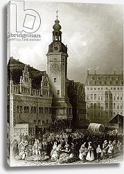 Постер Школа: Английская 20в. The town hall and market place, Leipzig