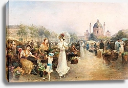 Постер Барбарини Эмиль A Flower Market before the Church of St. Charles, Vienna