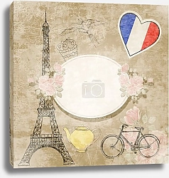 Постер French background, vector illustration