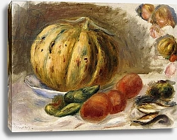 Постер Ренуар Пьер (Pierre-Auguste Renoir) Still Life with Melon and Tomatoes; Nature Morte au Melon et Tomates, c.1900
