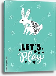 Постер Скандинавская детская открытка с зайцем