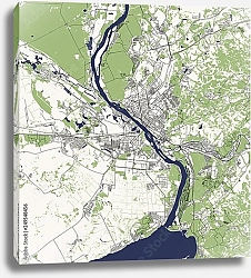 Постер План города Новосибирск, Россия, в синем цвете