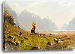 Постер Даль Ганс Молодая девушка на летней альпийской прогулке