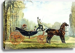 Постер A Horse-Drawn Carriage in a Park with a Hunt Beyond