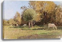 Постер Зофф Альфред Sommerlandschaft mit Kühen