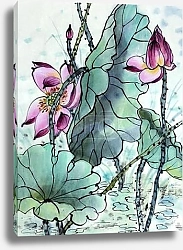 Постер drawing of a blossoming lotus